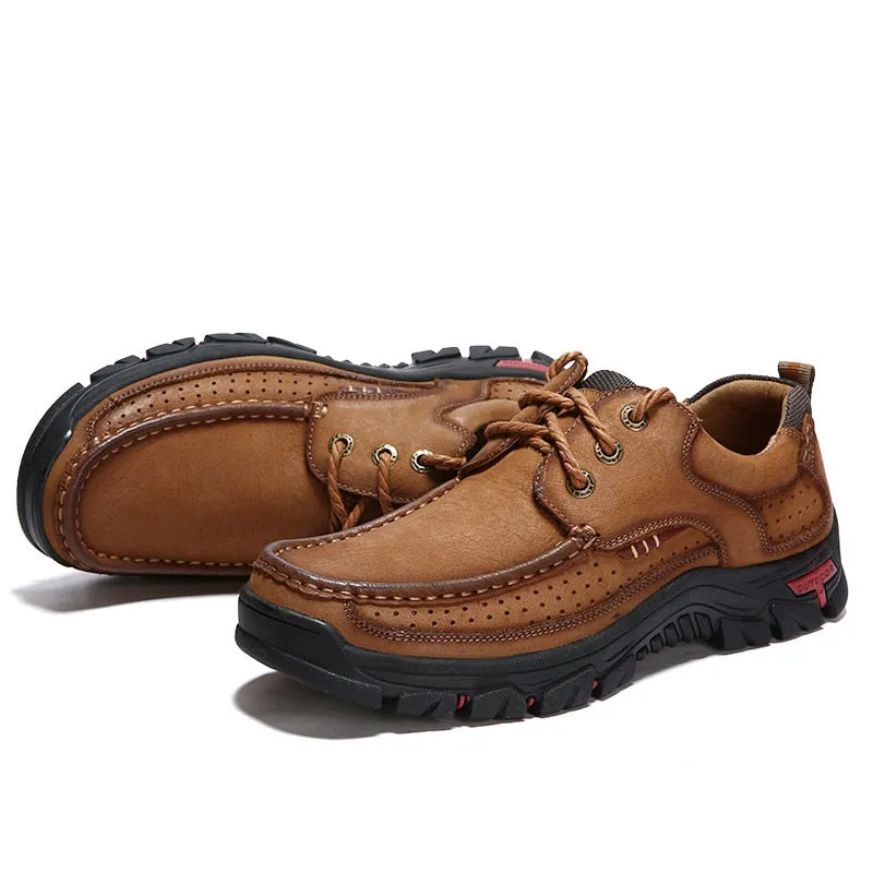 2019  New High Quality Men&#39;s shoes 100% Genuine Leather Casual Shoes Waterproof  Work Shoes Cow Leather Loafers Plus Size 38-48