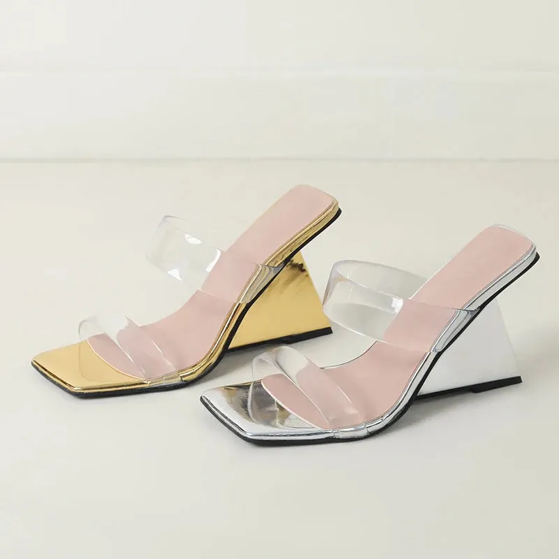 Amanda Clear PVC Wedge Sandals