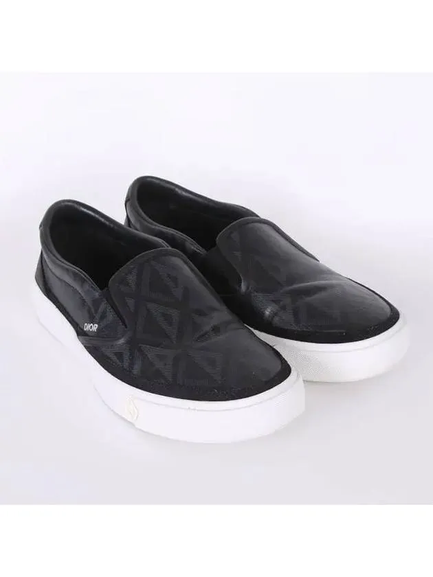 B101 CD Diamond Canvas Smooth Calfskin Sneakers Black