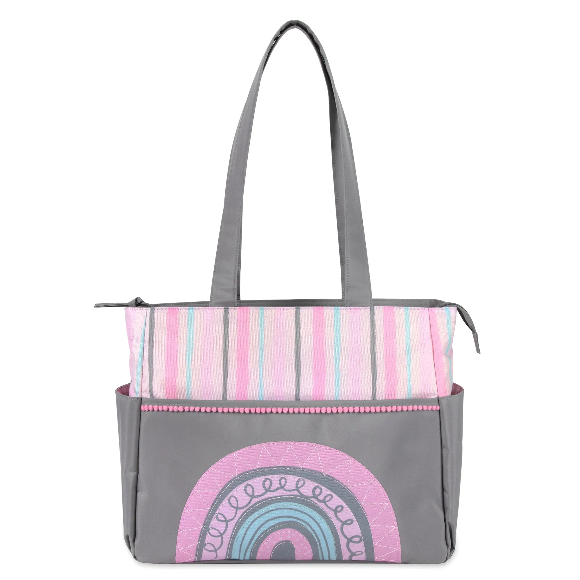 Baby Essentials Diaper Bag Tote 5-Piece Set - Pink Rainbow Themed