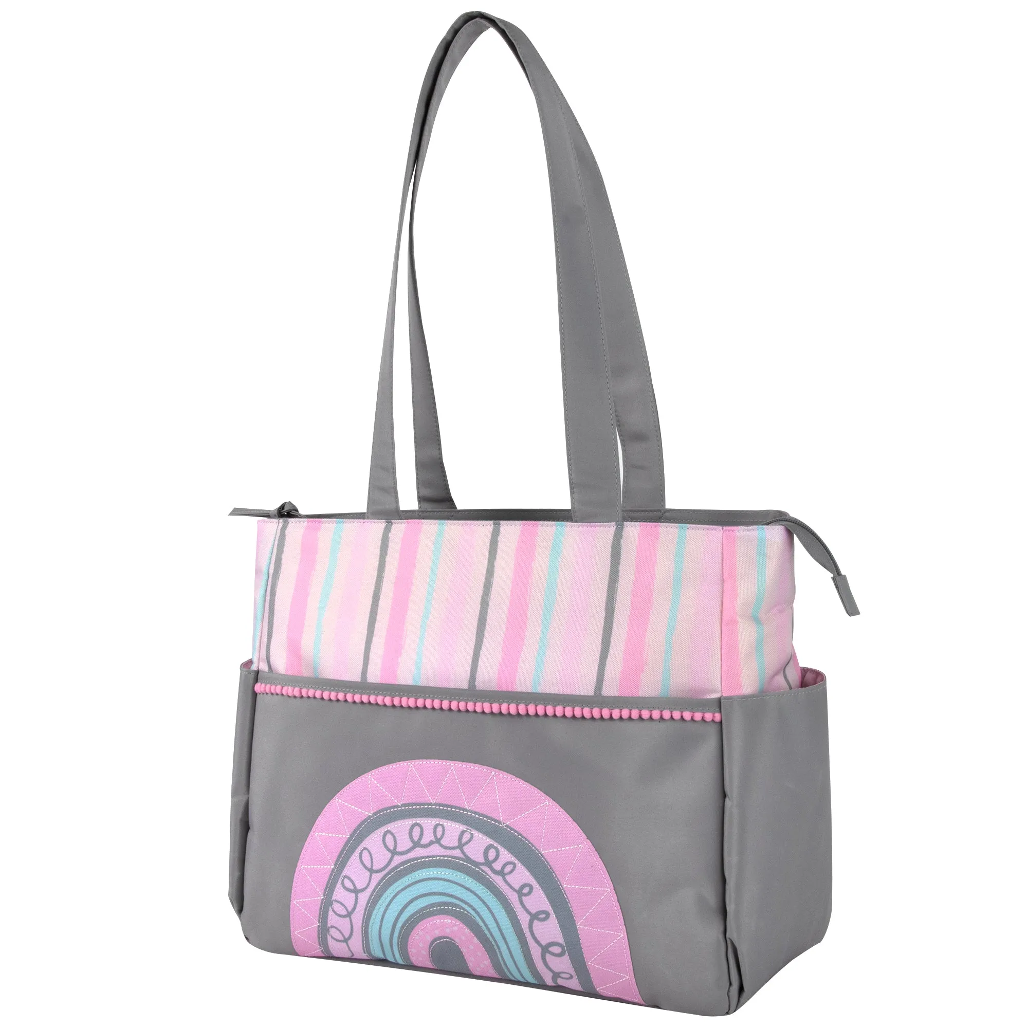 Baby Essentials Diaper Bag Tote 5-Piece Set - Pink Rainbow Themed