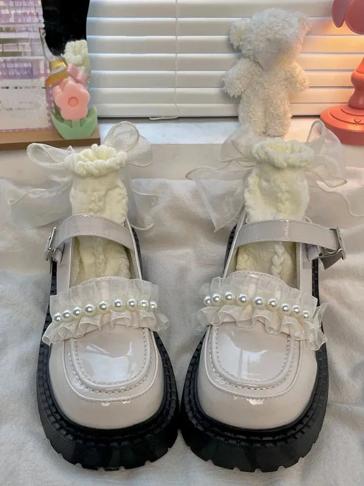 binfenxie  -   Summer Mary Janes Japanese Style Fashion Shoes Girls Lolita Kawaii Black Shoes Beaded Buckle Vintage Sandals Woman Casual