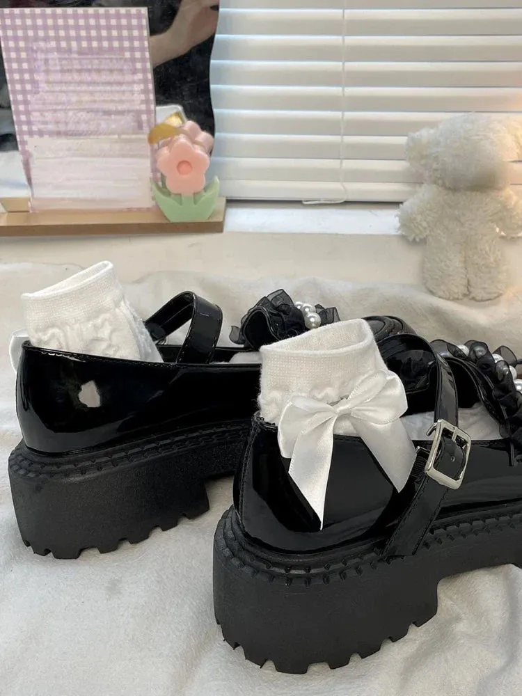 binfenxie  -   Summer Mary Janes Japanese Style Fashion Shoes Girls Lolita Kawaii Black Shoes Beaded Buckle Vintage Sandals Woman Casual