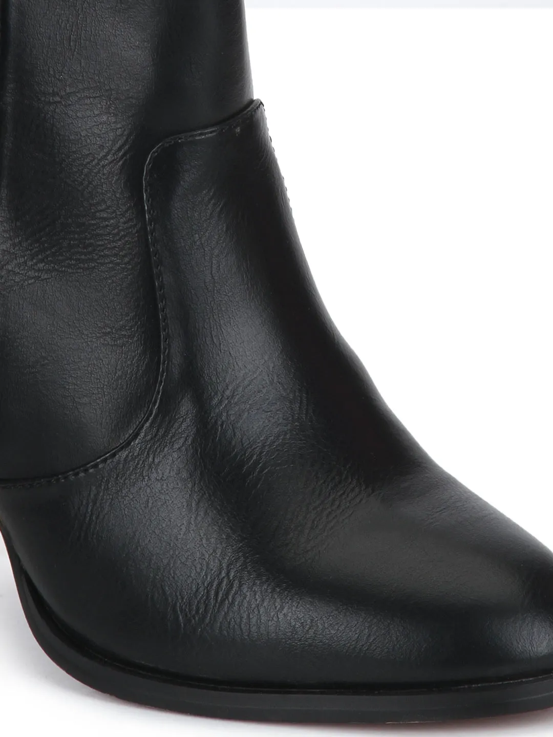 Black PU Golden Heel Zipper Ankle Boots