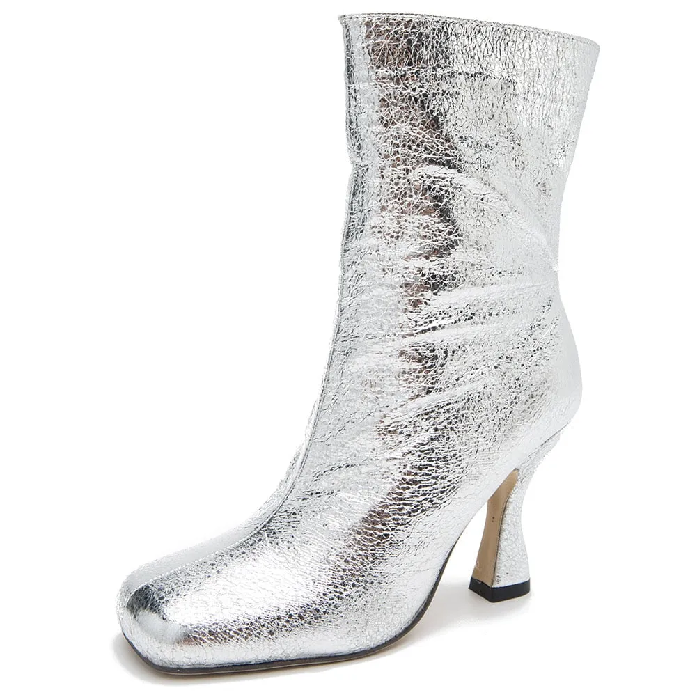 Bling Fashion Chunky Heel Shiny Boots