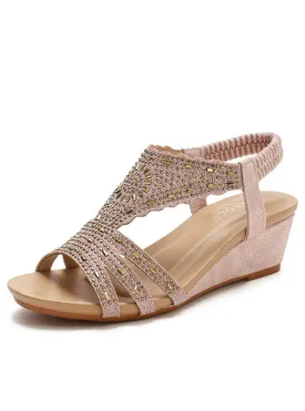 Bohemian Rhinestone Wedge Sandals