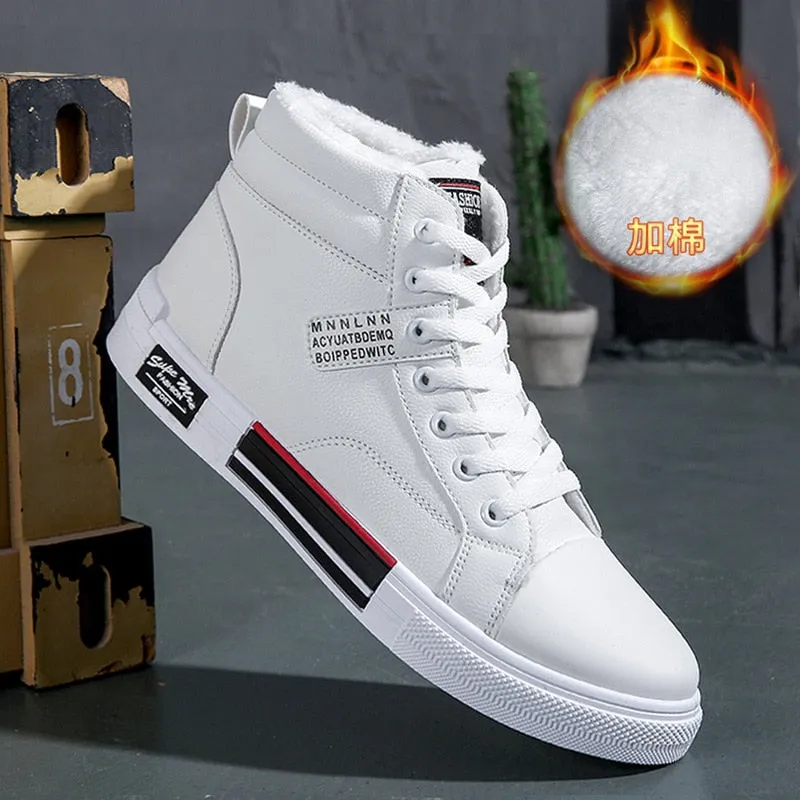 Brand Men High-Top Skateboard Shoes Leather Men&#39;s Casual Sneakers Male Non-Slip Sport Shoes Zapatillas Hombre Mens Footwear