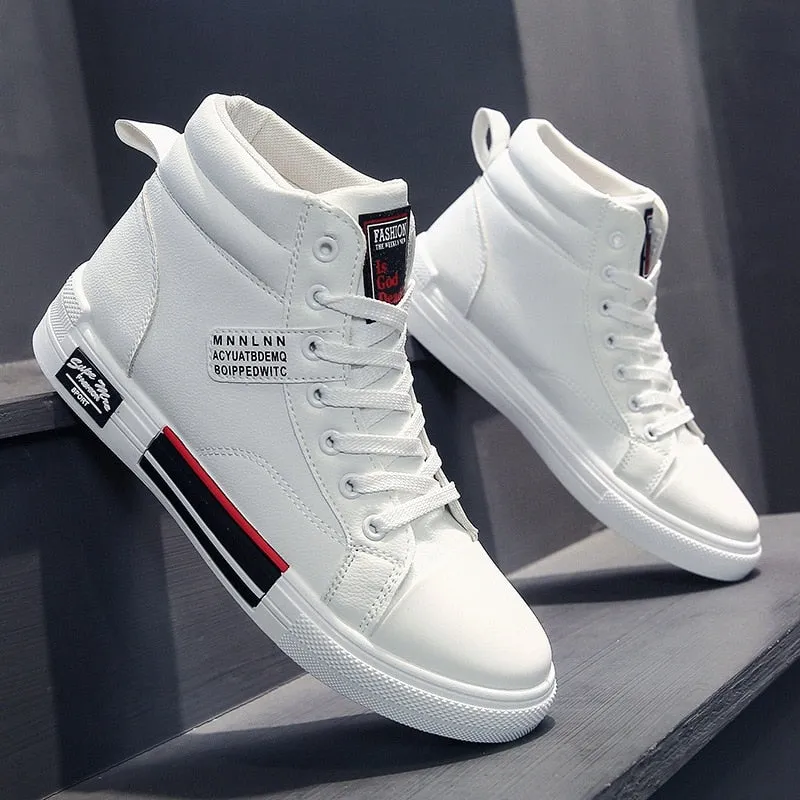 Brand Men High-Top Skateboard Shoes Leather Men&#39;s Casual Sneakers Male Non-Slip Sport Shoes Zapatillas Hombre Mens Footwear