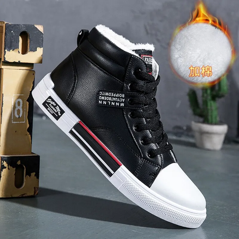 Brand Men High-Top Skateboard Shoes Leather Men&#39;s Casual Sneakers Male Non-Slip Sport Shoes Zapatillas Hombre Mens Footwear