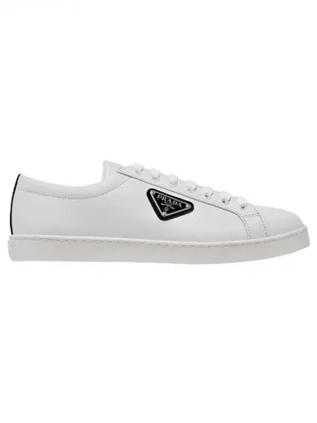 Brushed Leather Low Top Sneakers White Black