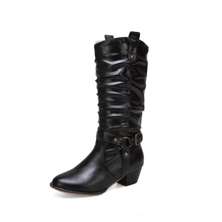 Bucke Belt Mid Calf Boots for Women's