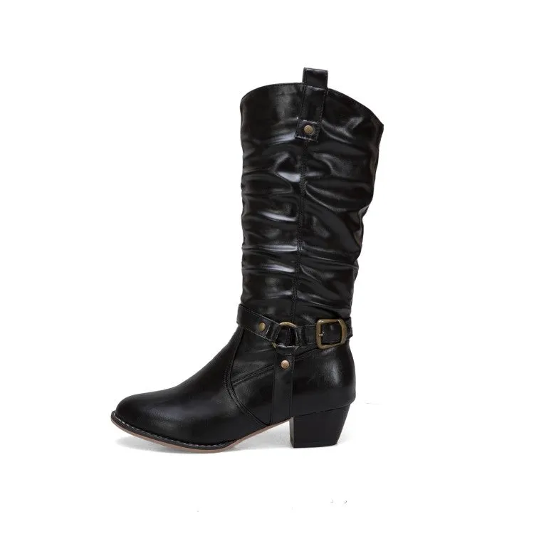 Bucke Belt Mid Calf Boots for Women's