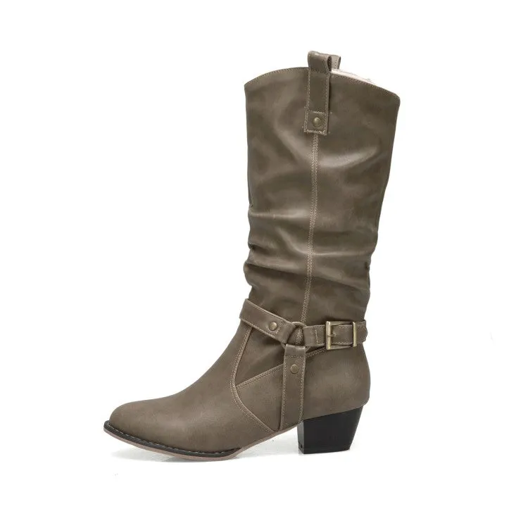 Bucke Belt Mid Calf Boots for Women's