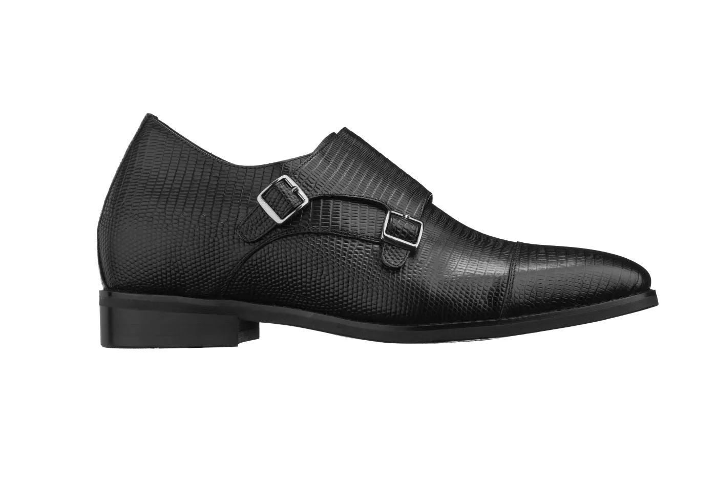 CALTO - K3114 - 2.8 Inches Taller (Black) - Dual Monk Strap