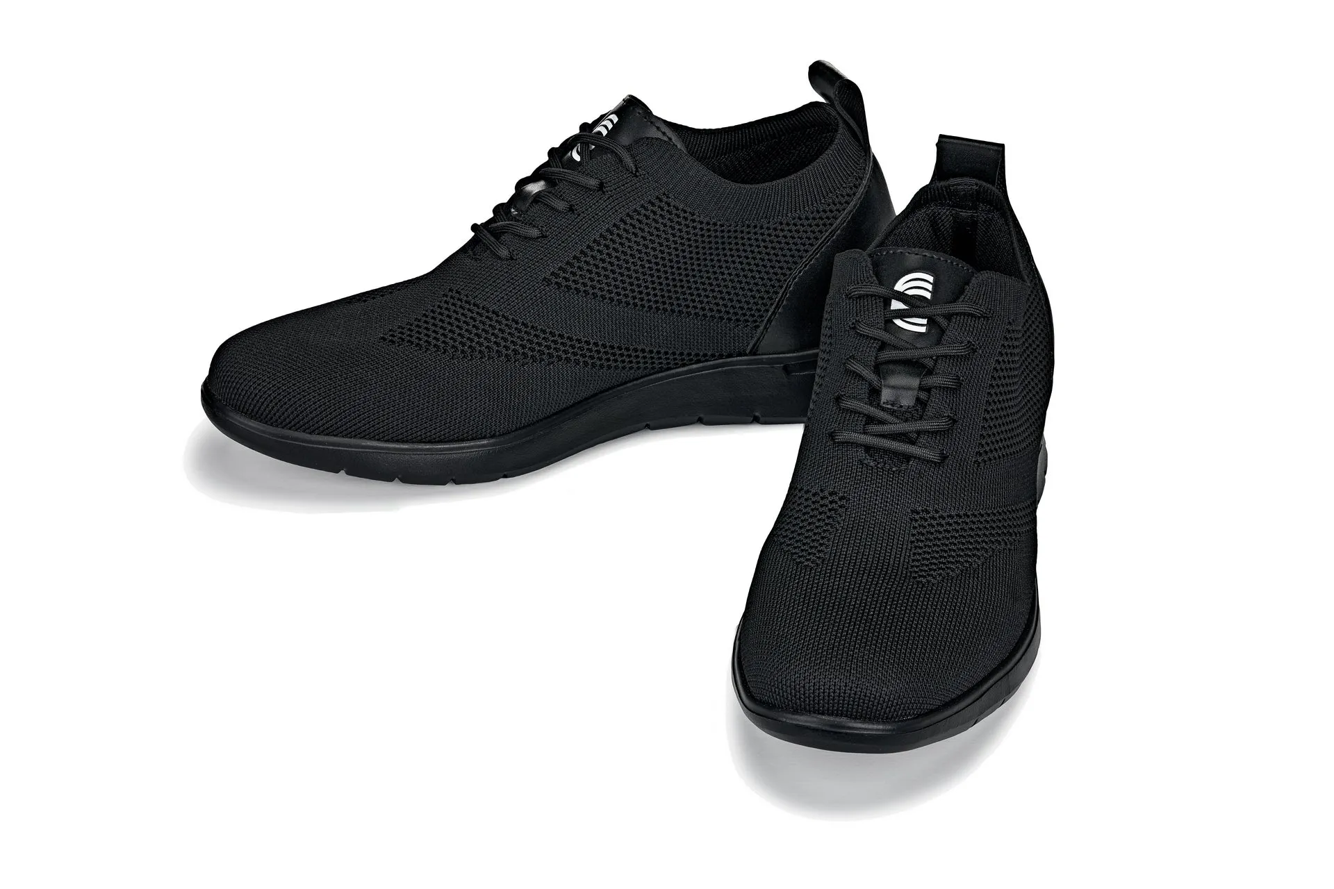 CALTO - X2211 - 2.4 Inches Taller (Black/Black Sole) - Lace Up Casual Walker - Lightweight