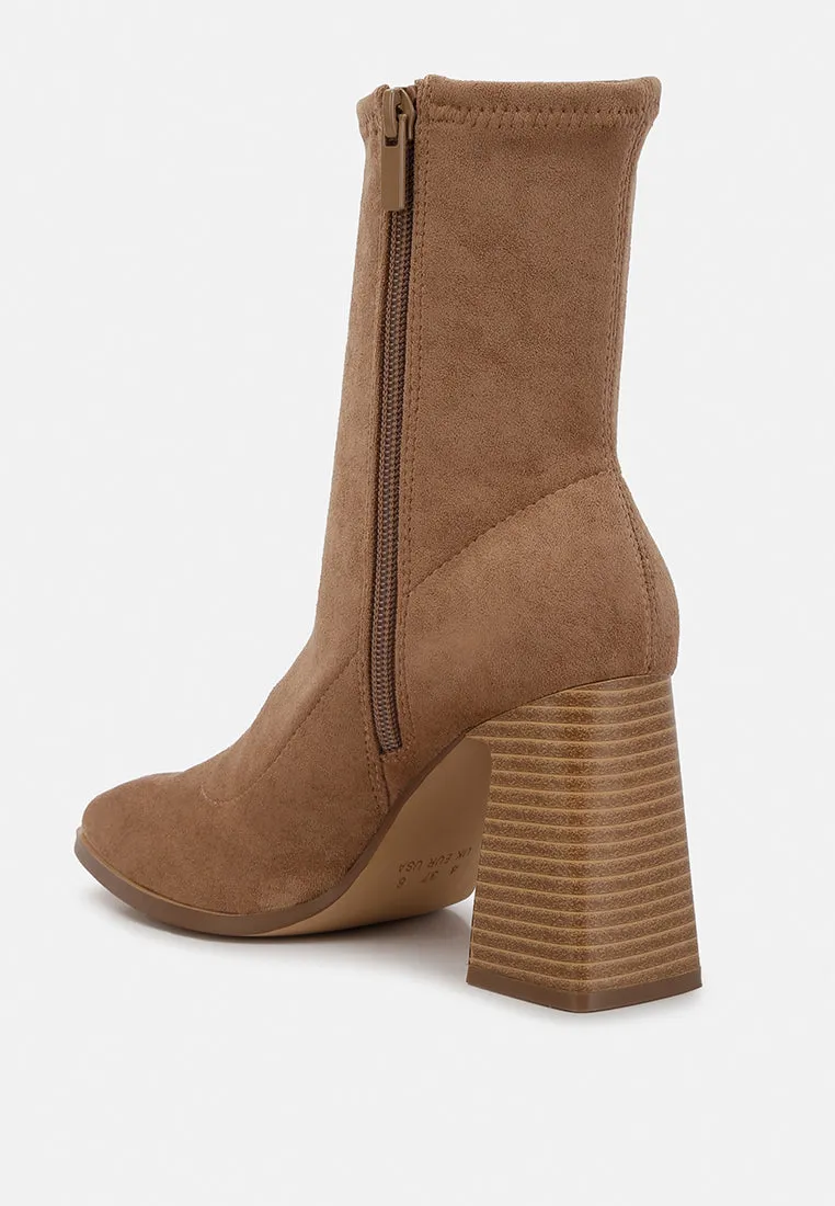 candid high ankle flared block heel boots by London Rag