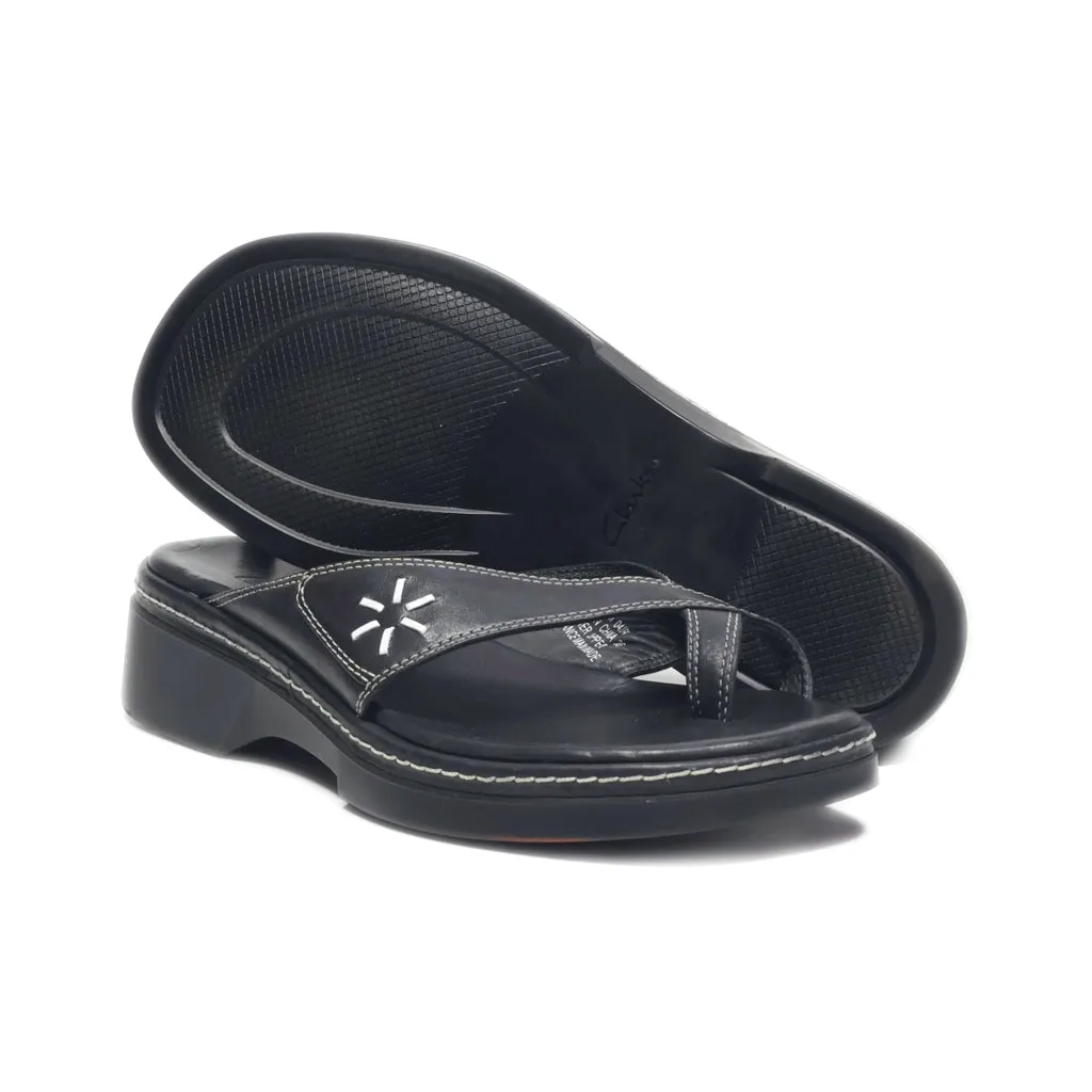 Clarks Flip Flops Leather Black Colour For Women