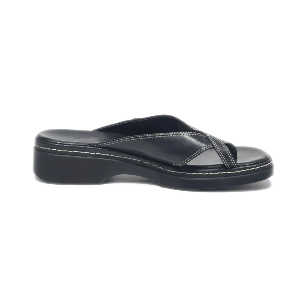 Clarks Flip Flops Leather Black Colour For Women