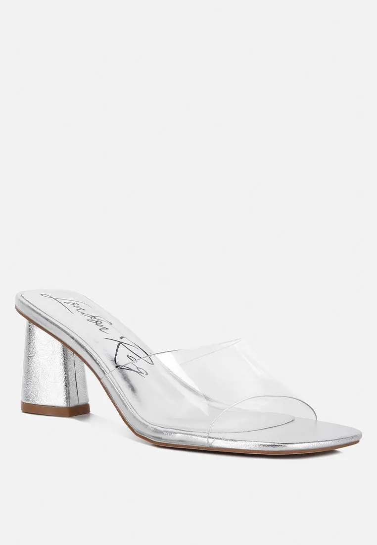 clear flirt clear strap slip on heel sandals by London Rag