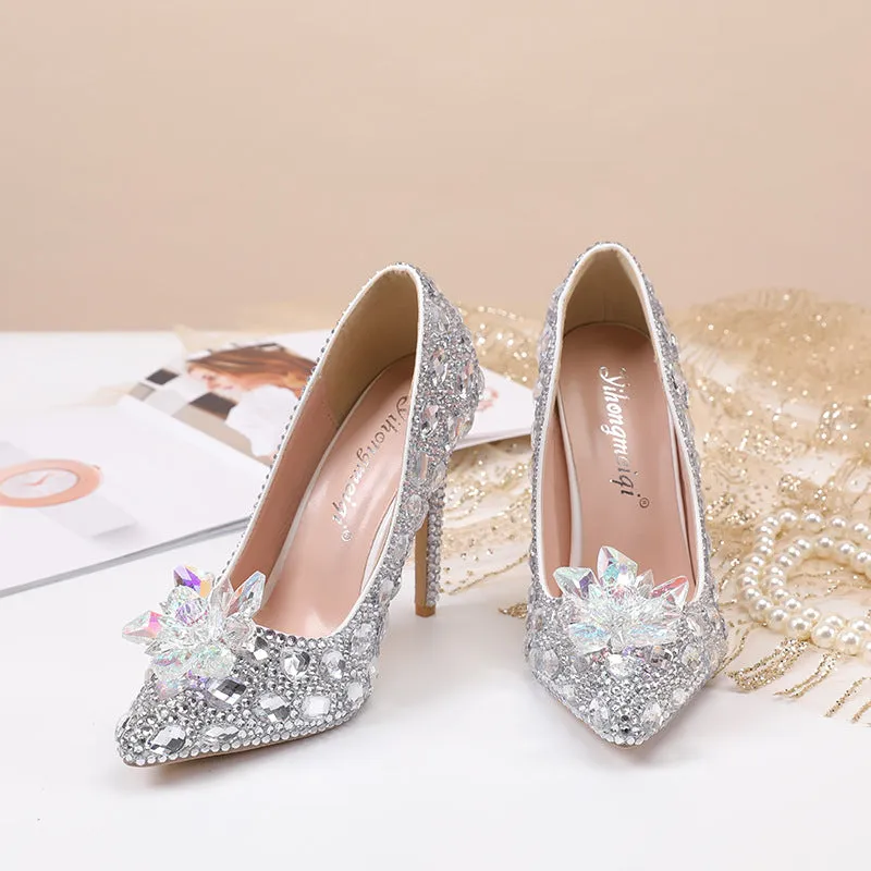 Crystal New Arrival Low Heeled Banquets and Weddings High Heels Shoes