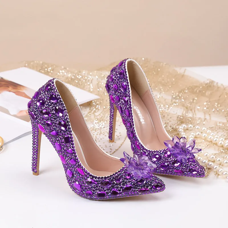 Crystal New Arrival Low Heeled Banquets and Weddings High Heels Shoes