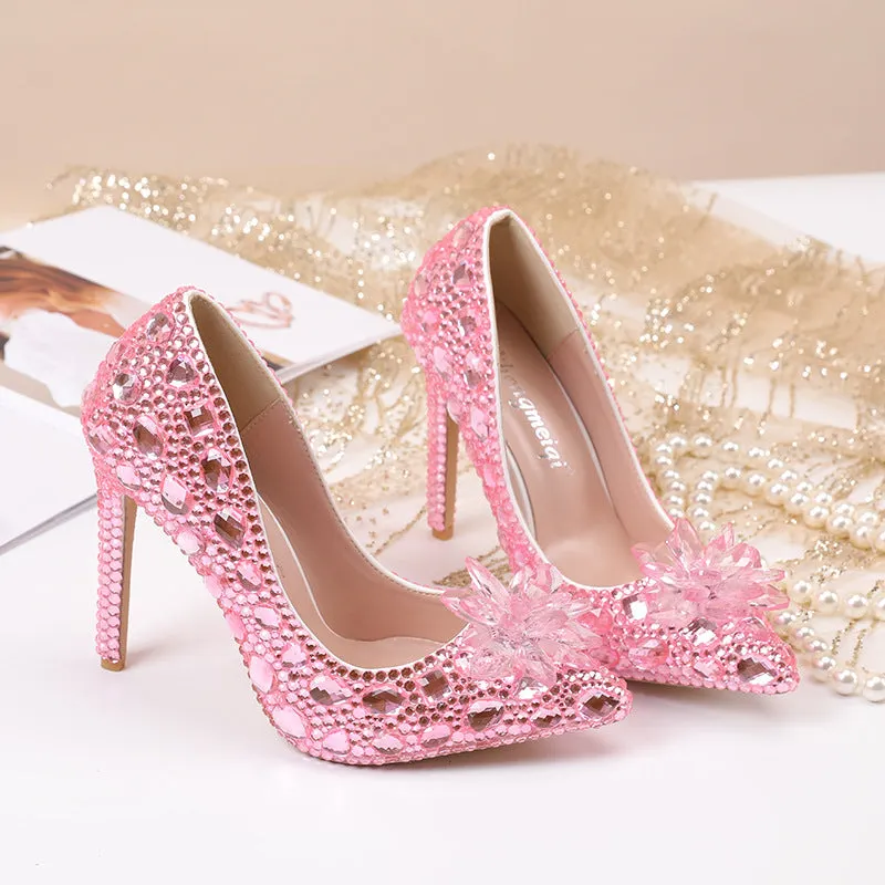 Crystal New Arrival Low Heeled Banquets and Weddings High Heels Shoes