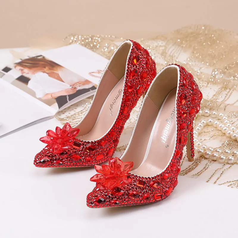 Crystal New Arrival Low Heeled Banquets and Weddings High Heels Shoes