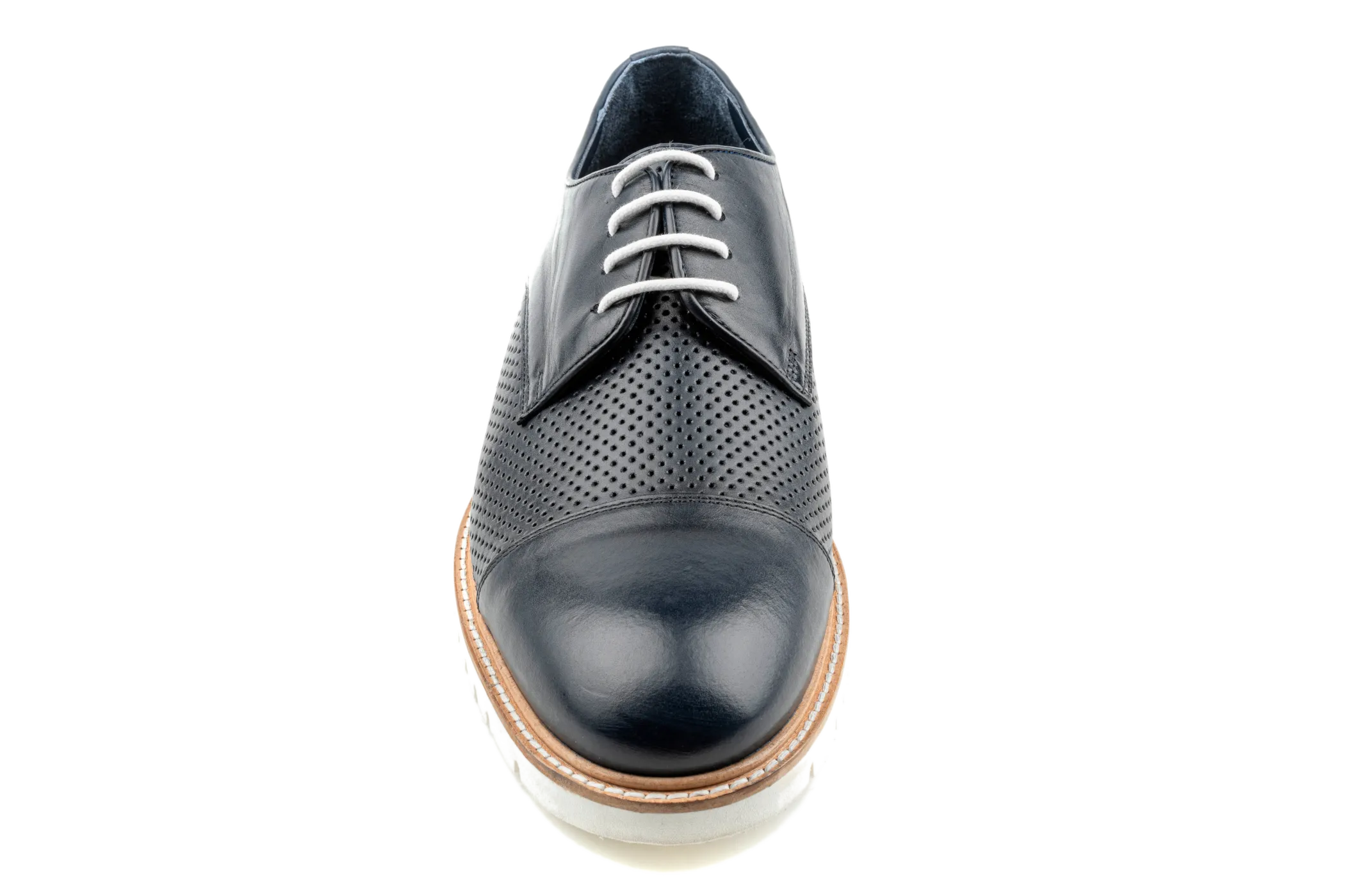 Debbano Rex Lug Sole Derby Shoes, Top Grain Leather Spring & Summer Derby Shoes That Feel Like Sneakers, Breathable Perforated Derby Sneakers , Cap Toe Derby Shoes, Navy Derby Shoes for Men