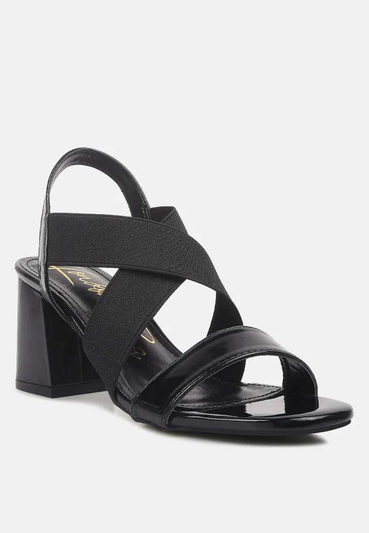 elastic straps block heel sandals by London Rag