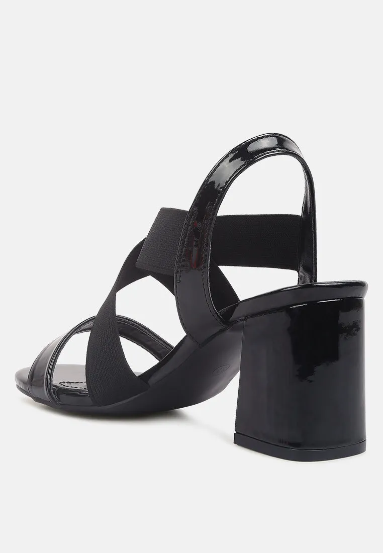 elastic straps block heel sandals by London Rag