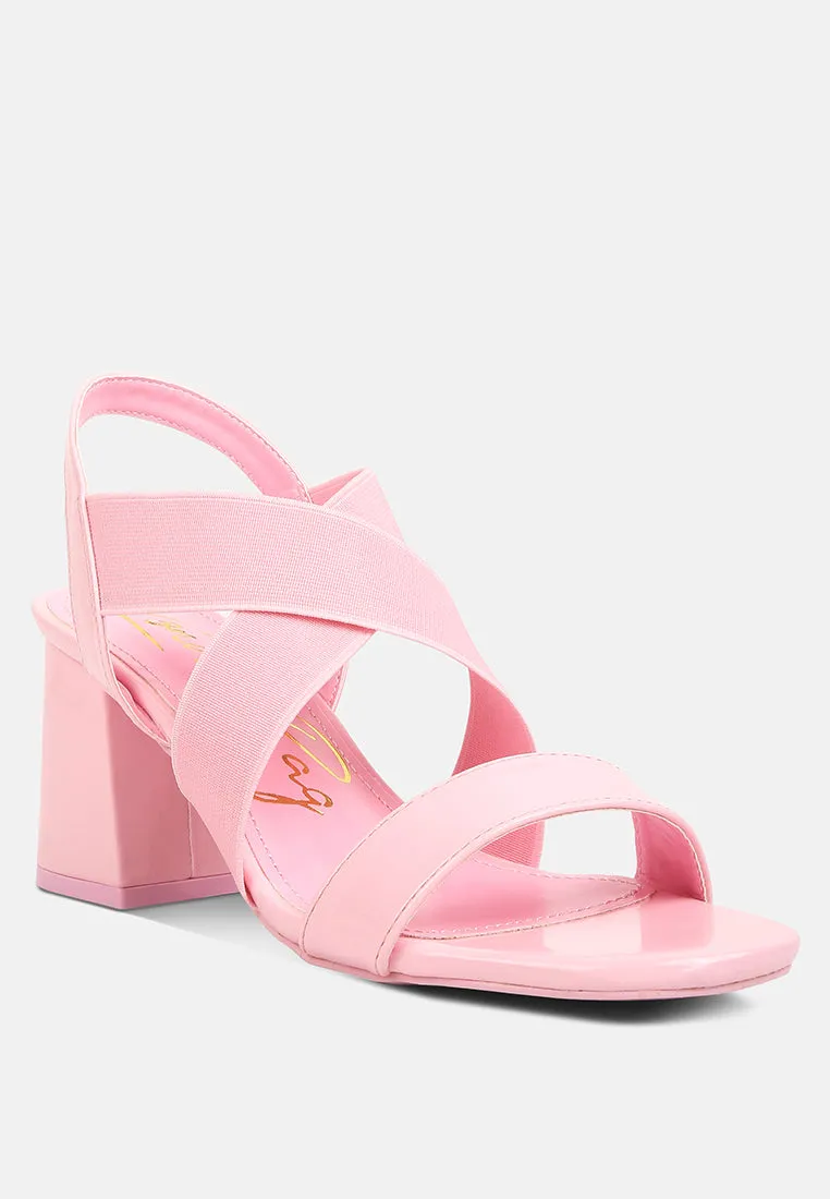 elastic straps block heel sandals by London Rag