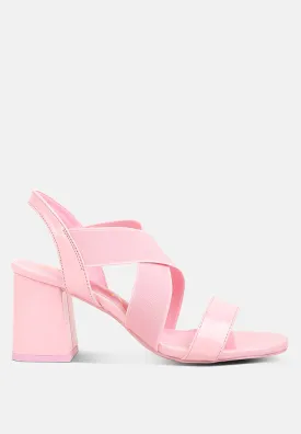 elastic straps block heel sandals by London Rag