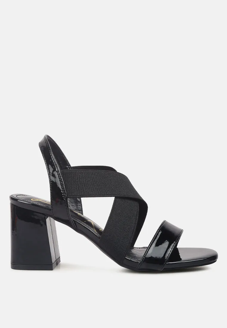 elastic straps block heel sandals by London Rag