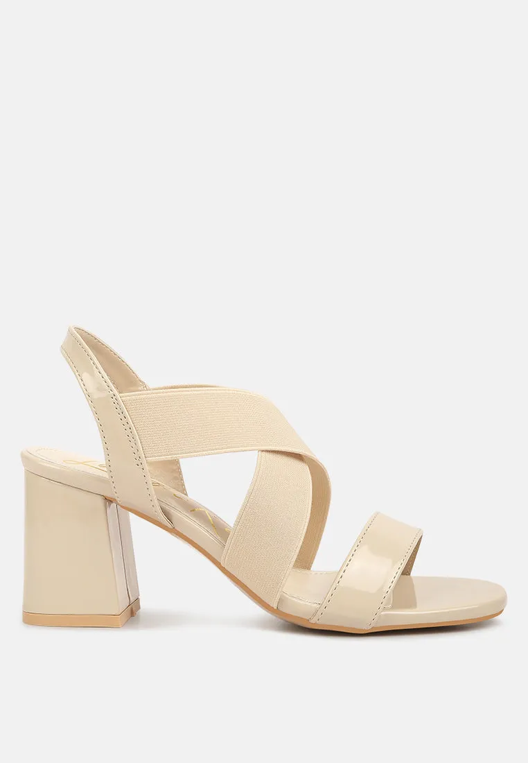 elastic straps block heel sandals by London Rag