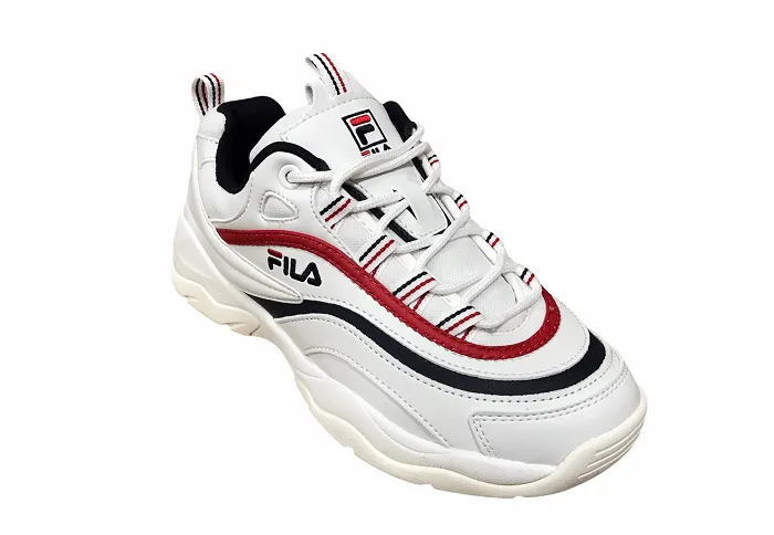 Fila scarpa sneakers da donna in pelle Ray Low 1010562.150 bianco blu rosso