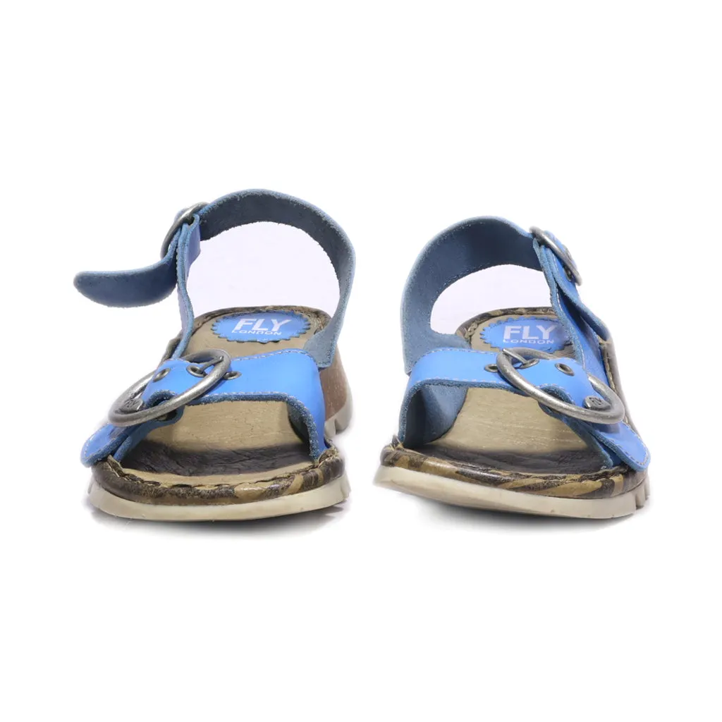 Fly London Flat Sandals Leather Blue Colour For Women