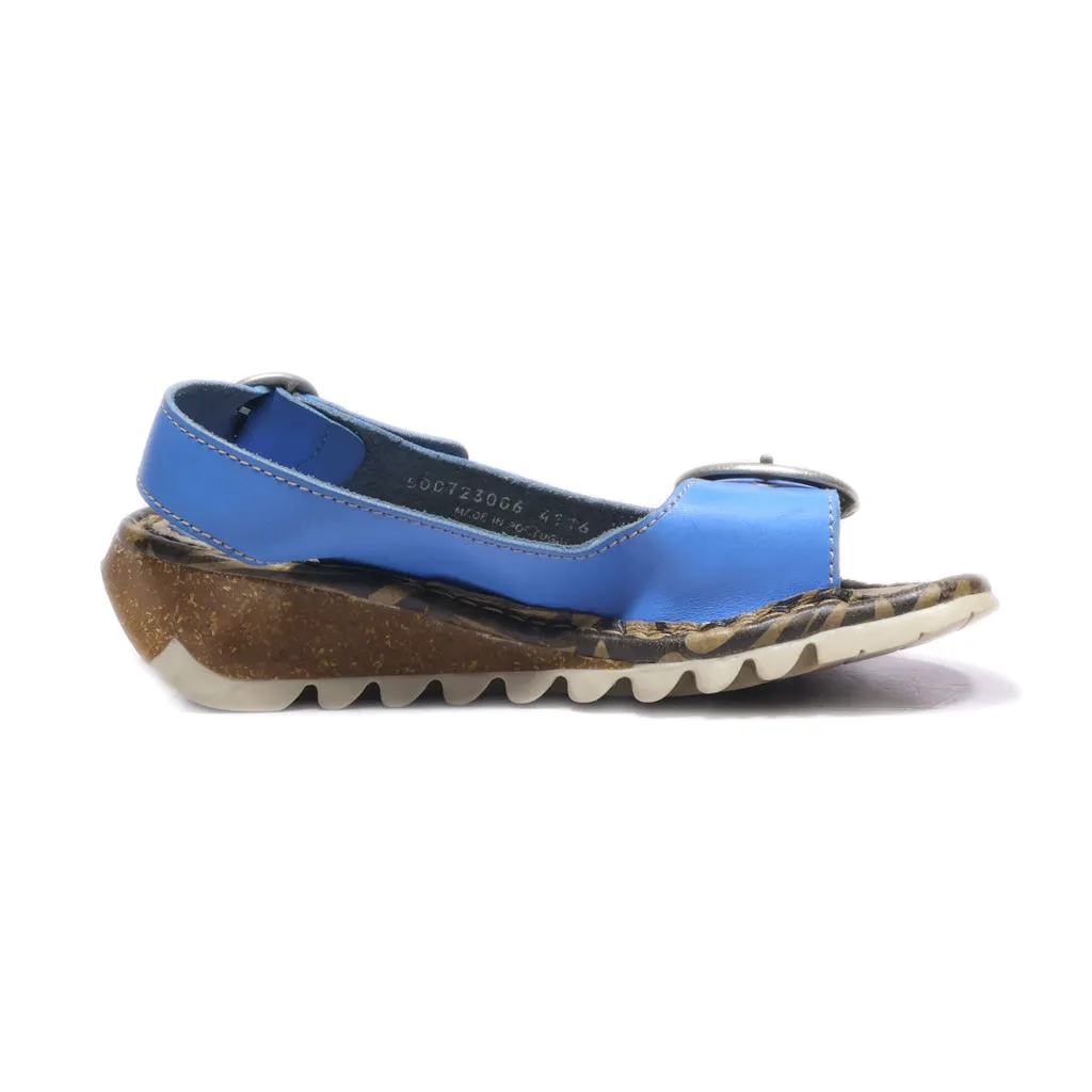 Fly London Flat Sandals Leather Blue Colour For Women