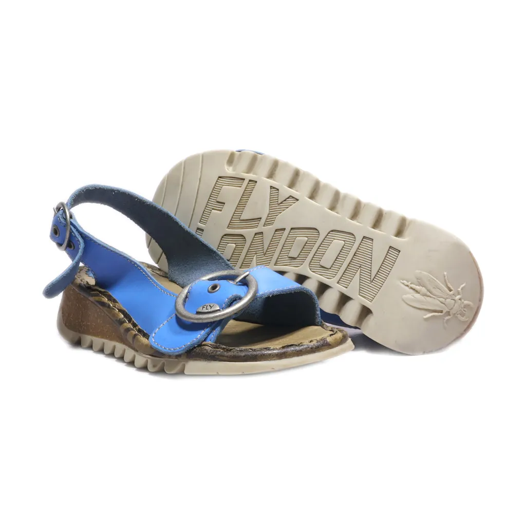 Fly London Flat Sandals Leather Blue Colour For Women