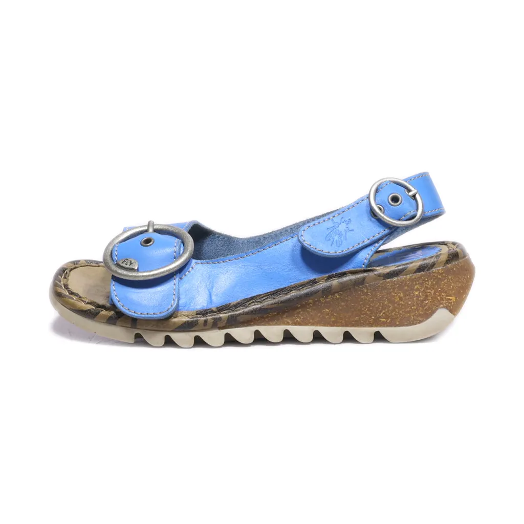 Fly London Flat Sandals Leather Blue Colour For Women