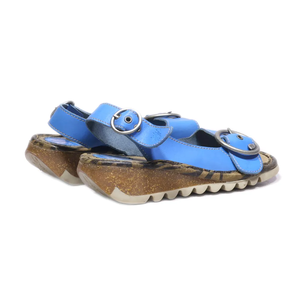 Fly London Flat Sandals Leather Blue Colour For Women