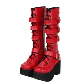 Funki Buys | Boots | Women's Gothic Punk 4 Strap Platform Boot