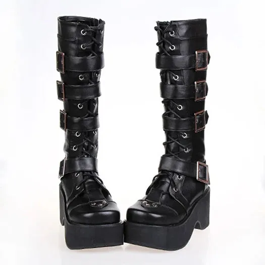 Funki Buys | Boots | Women's Gothic Punk 4 Strap Platform Boot