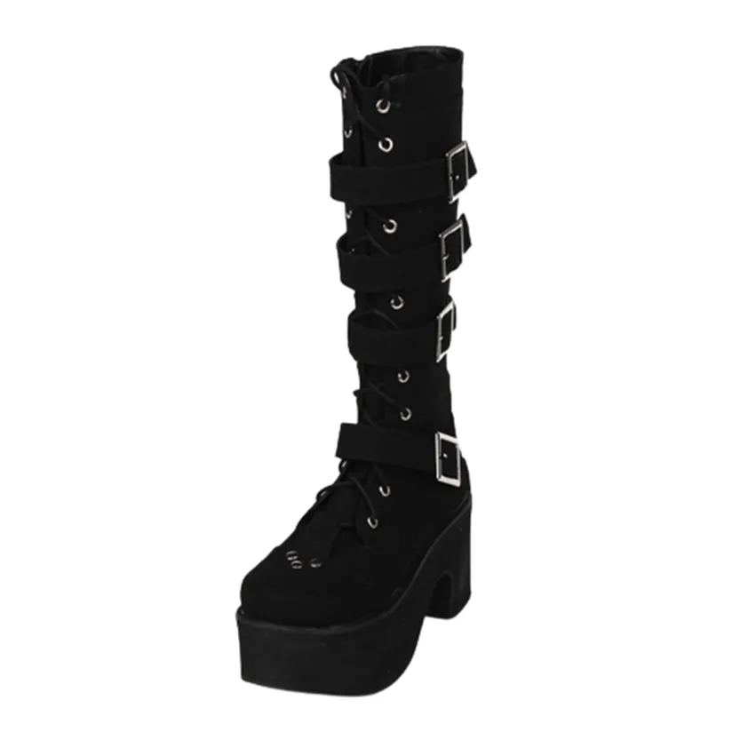 Funki Buys | Boots | Women's Gothic Punk 4 Strap Platform Boot