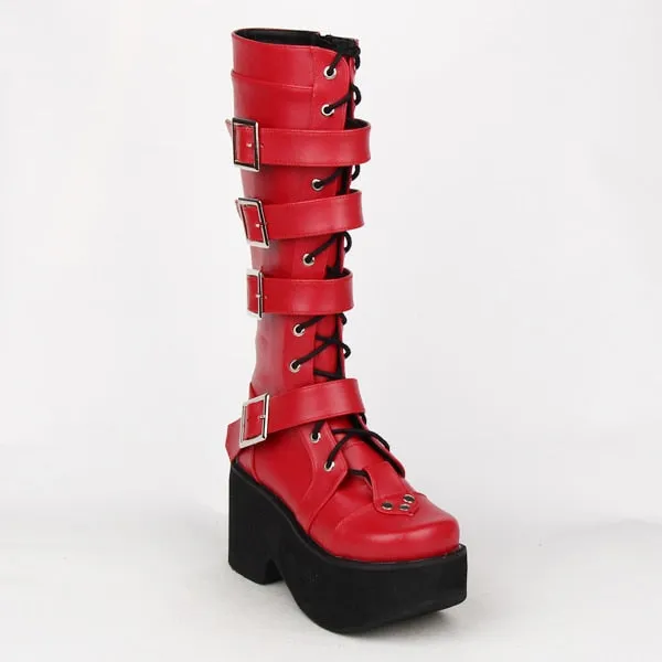 Funki Buys | Boots | Women's Gothic Punk 4 Strap Platform Boot