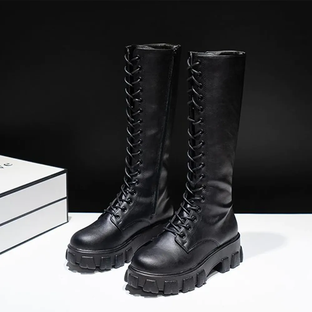 Funki Buys | Boots | Women's Knee-High Platform Lace Up Boot