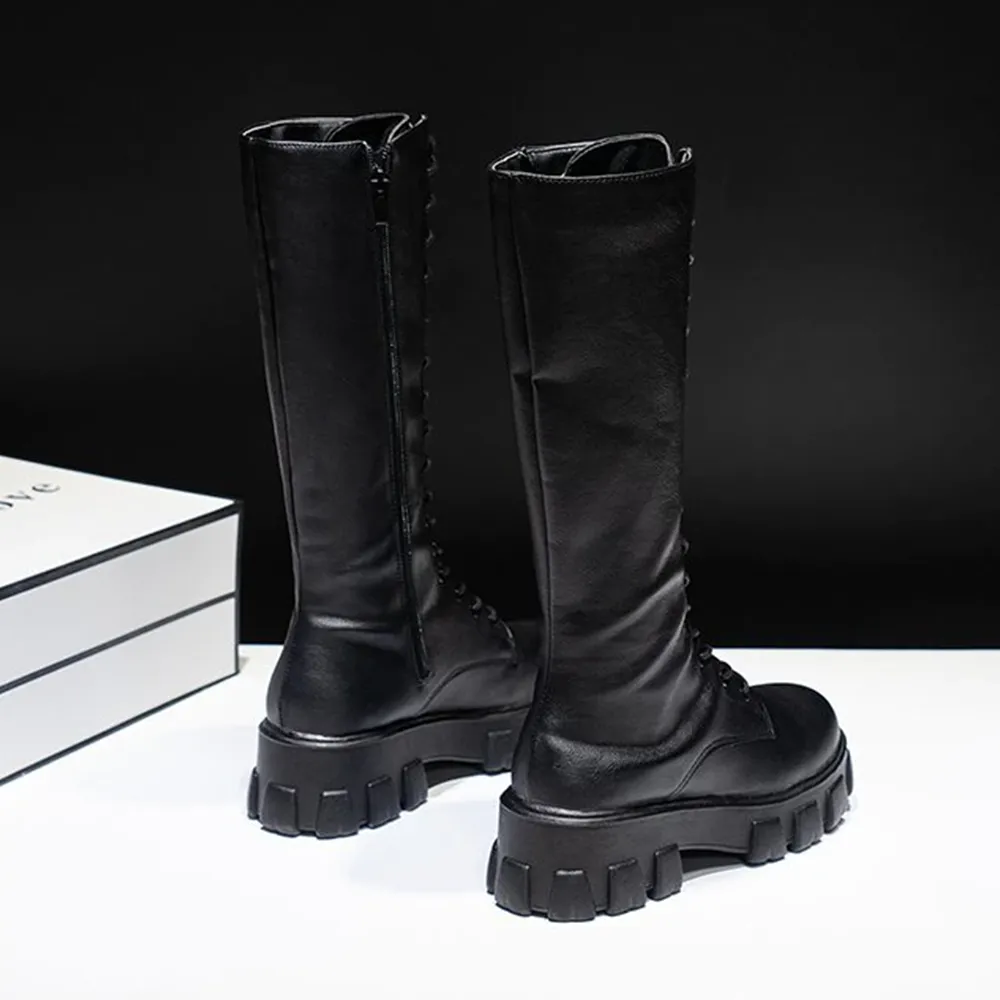 Funki Buys | Boots | Women's Knee-High Platform Lace Up Boot