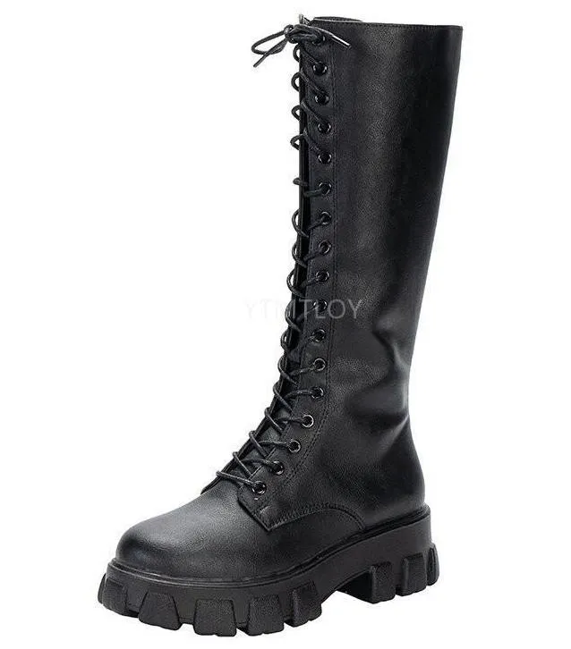 Funki Buys | Boots | Women's Knee-High Platform Lace Up Boot