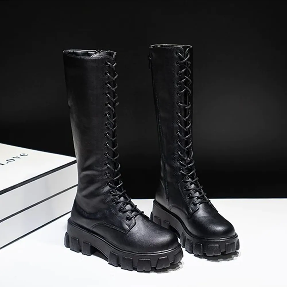 Funki Buys | Boots | Women's Knee-High Platform Lace Up Boot