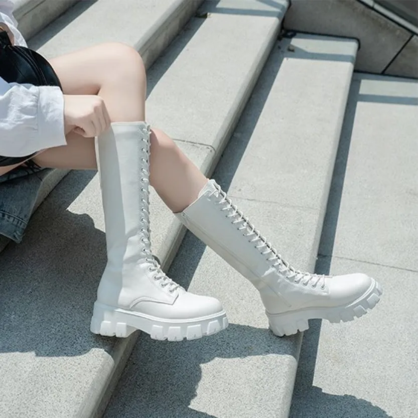 Funki Buys | Boots | Women's Knee-High Platform Lace Up Boot