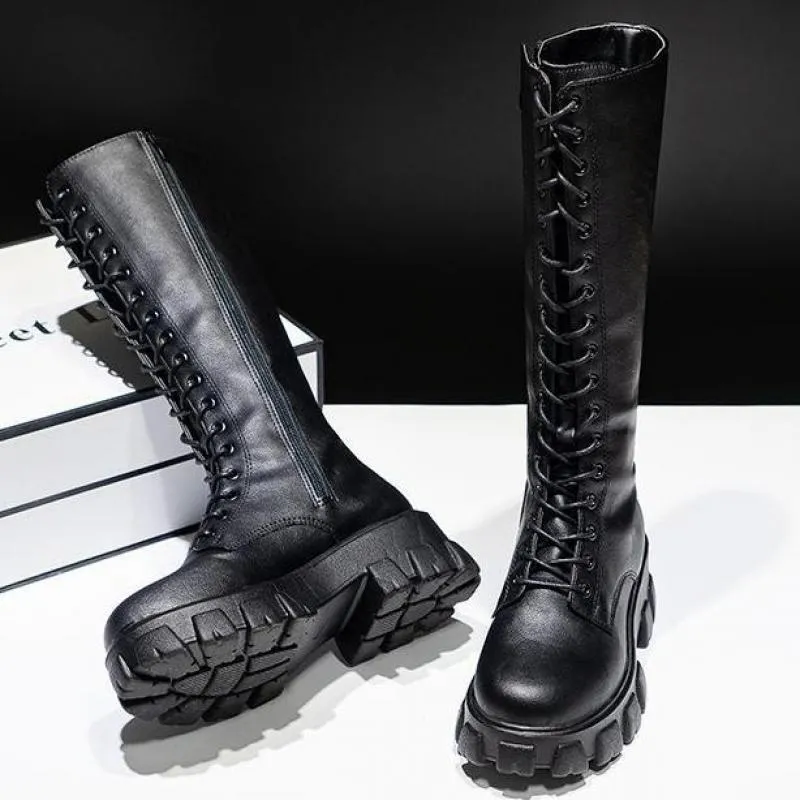 Funki Buys | Boots | Women's Knee-High Platform Lace Up Boot